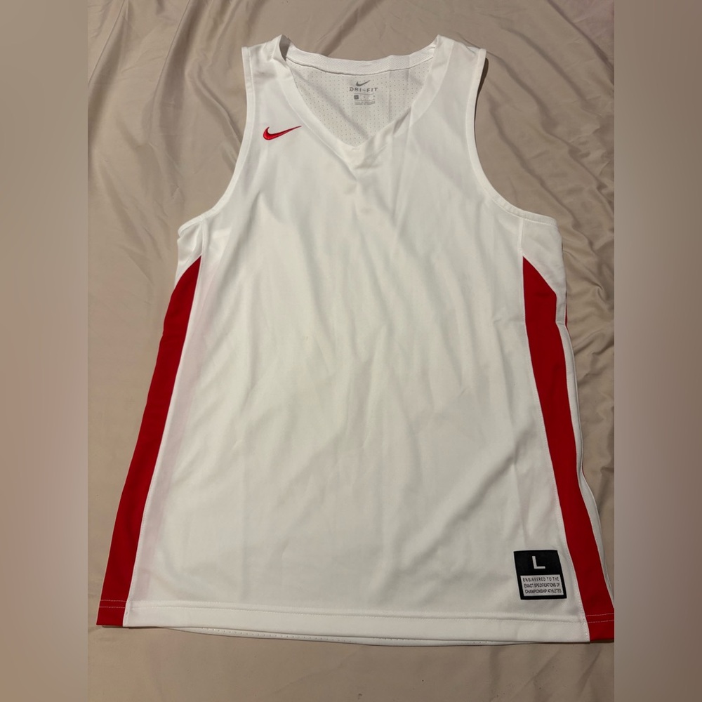 Nike White and Red Sports Tank